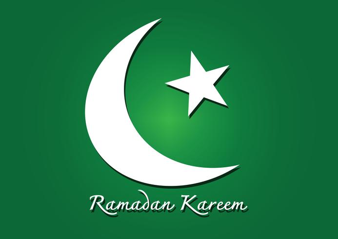 Ramadan Kareem Luna y estrella coloridas para el mes sagrado de los musulmanes vector