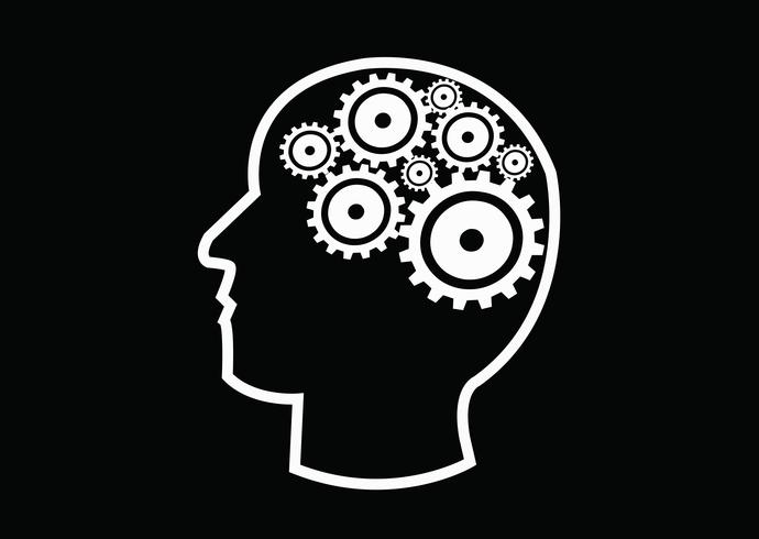 Human head and gears brain idea concept vector