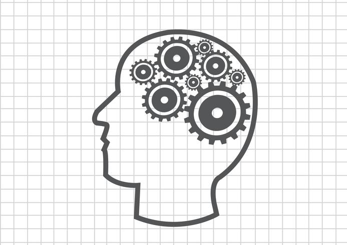 Human head and gears brain idea concept vector