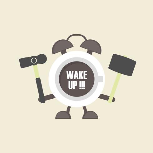 coffee alarm clock vector