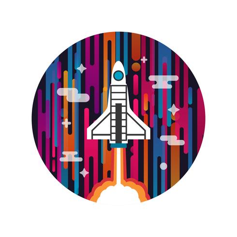 rocket on space vector