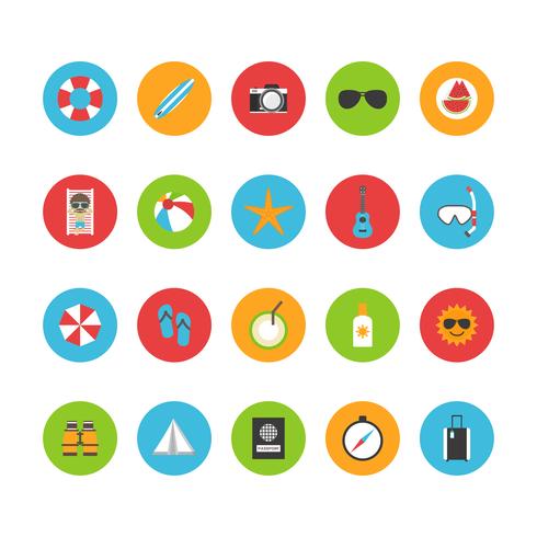 beach summer flat icon vector