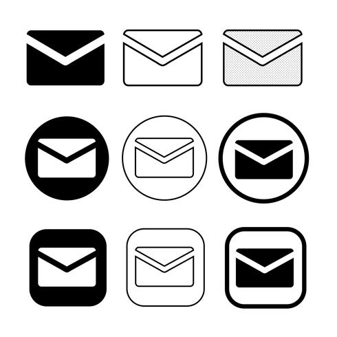 conjunto de simple signo de correo electrónico icono correo símbolo vector