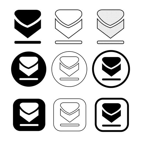 conjunto de icono de descarga de signo simple vector