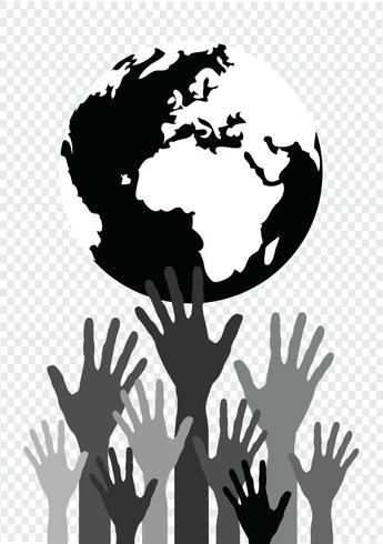 Hand Holding World and globe hands idea vector