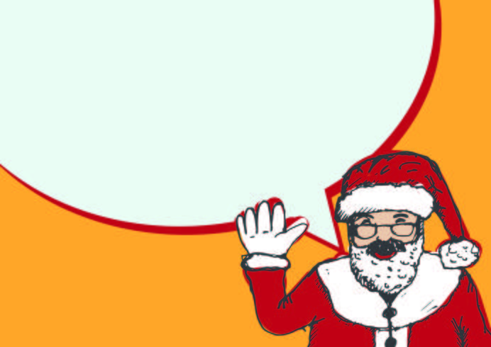 Santa Claus para Navidad dibujado a mano y hablando de burbujas de discurso vector