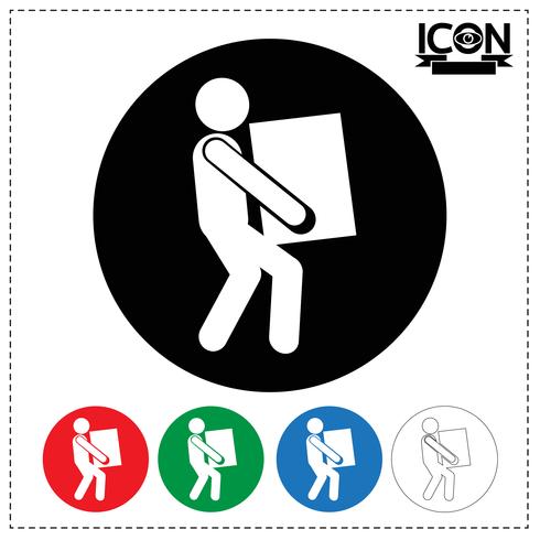 Man Moving Box Icon vector