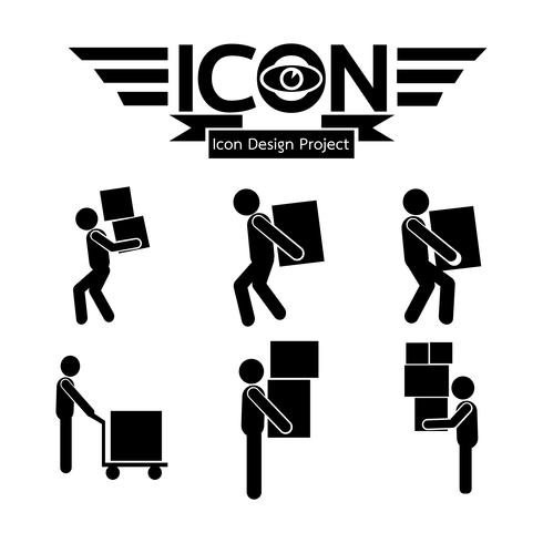 Man Moving Box Icon vector