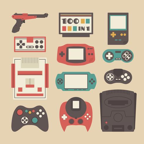 retro game player set vector