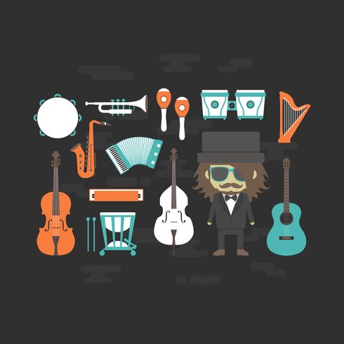 classical musician with music instrument vector