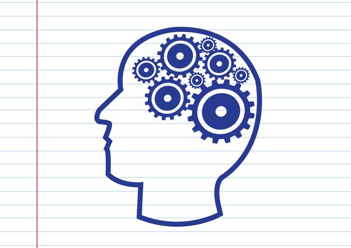 Human head and gears brain idea concept vector