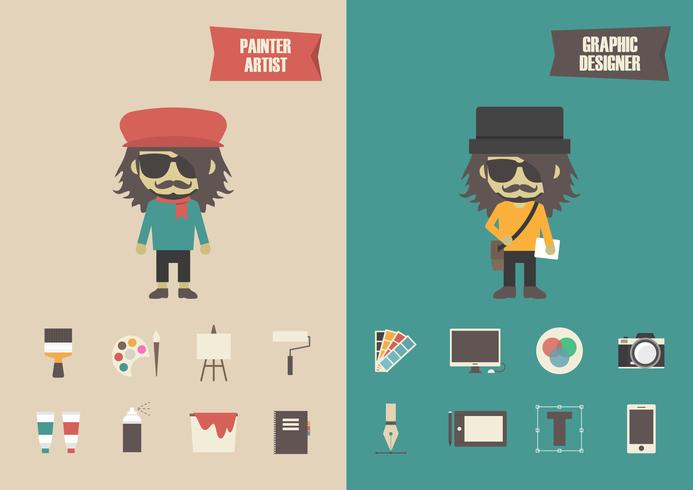 artista retro y moderno vector