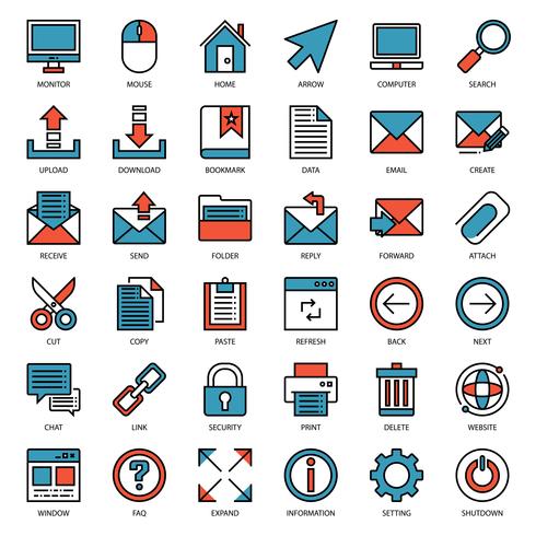 Icono de esquema lleno de conexión de correo electrónico vector