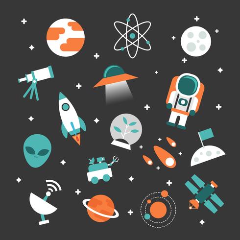 set of astronomy icon vector