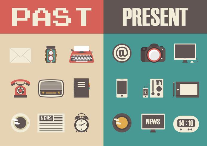 retro and modern technology vector