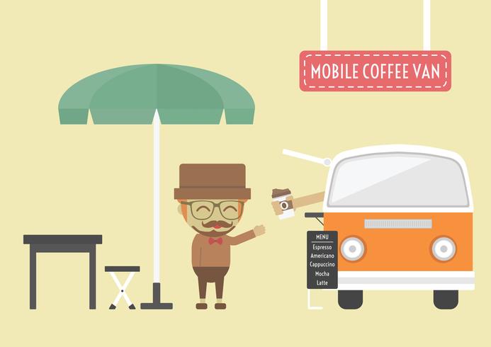 mobile coffee van vector