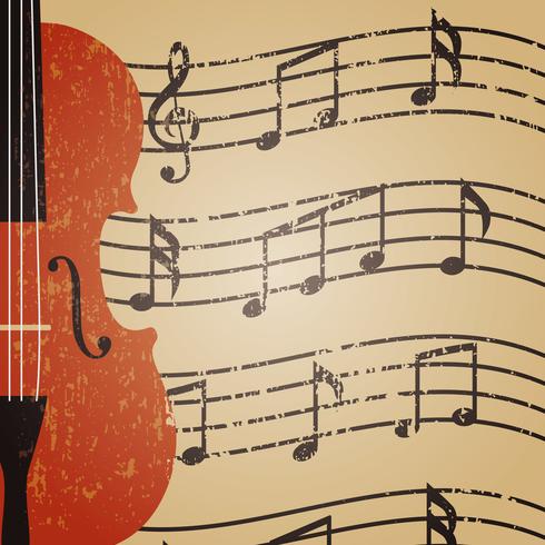 violín grunge con nota vector