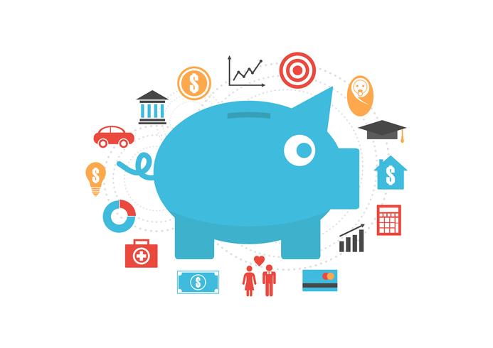 piggy bank with icon vector