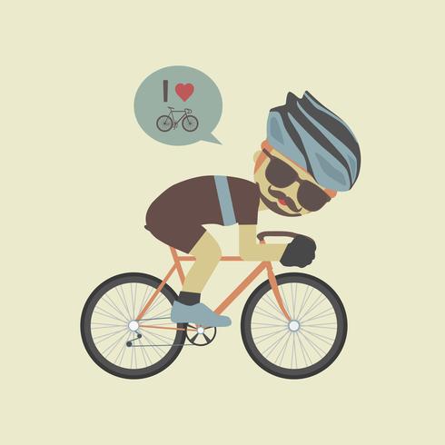 hipster cyclist on  bike vector