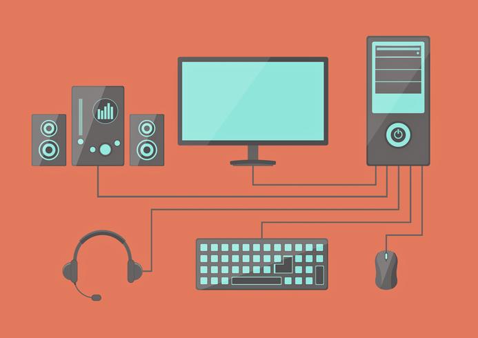 retro computer set vector