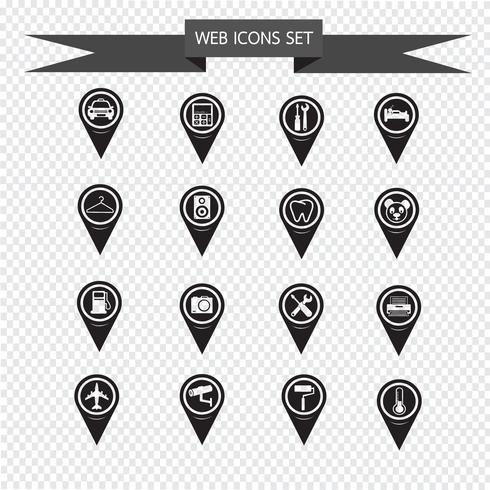 Conjunto de iconos de mapa puntero para sitio web y comunicación vector