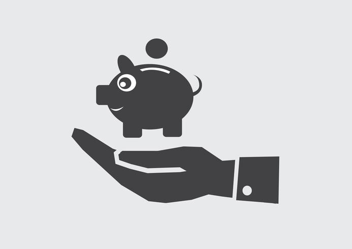 Hand and piggy bank icon vector