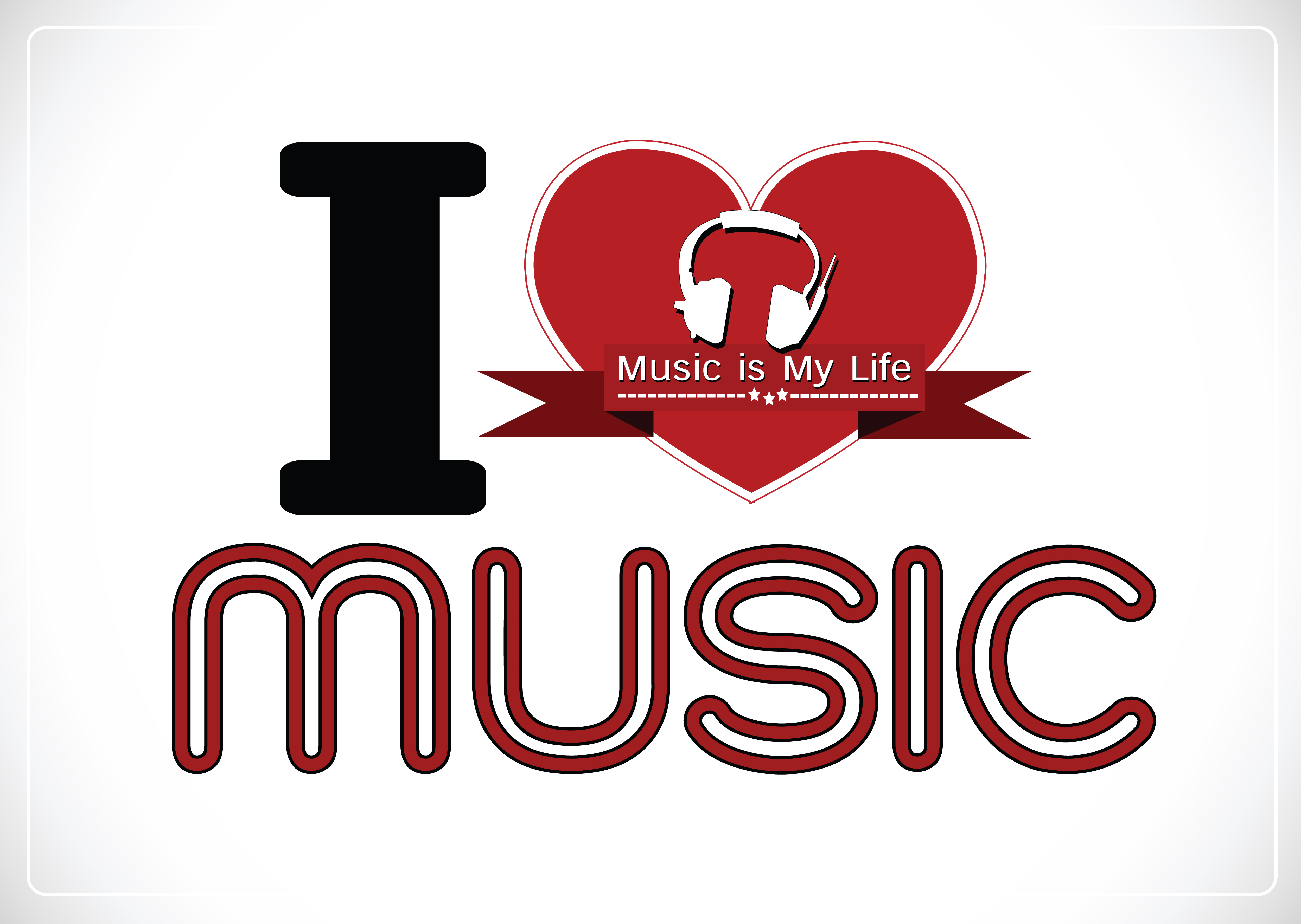 I Love Music And Music Is My Life Word Font Type With Signs Idea Design Vector Art At Vecteezy