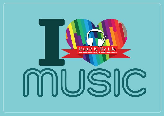 i love Music and Music is My Life word font type with signs idea design vector