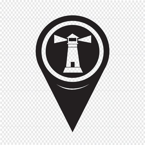 Icono de faro de puntero de mapa vector