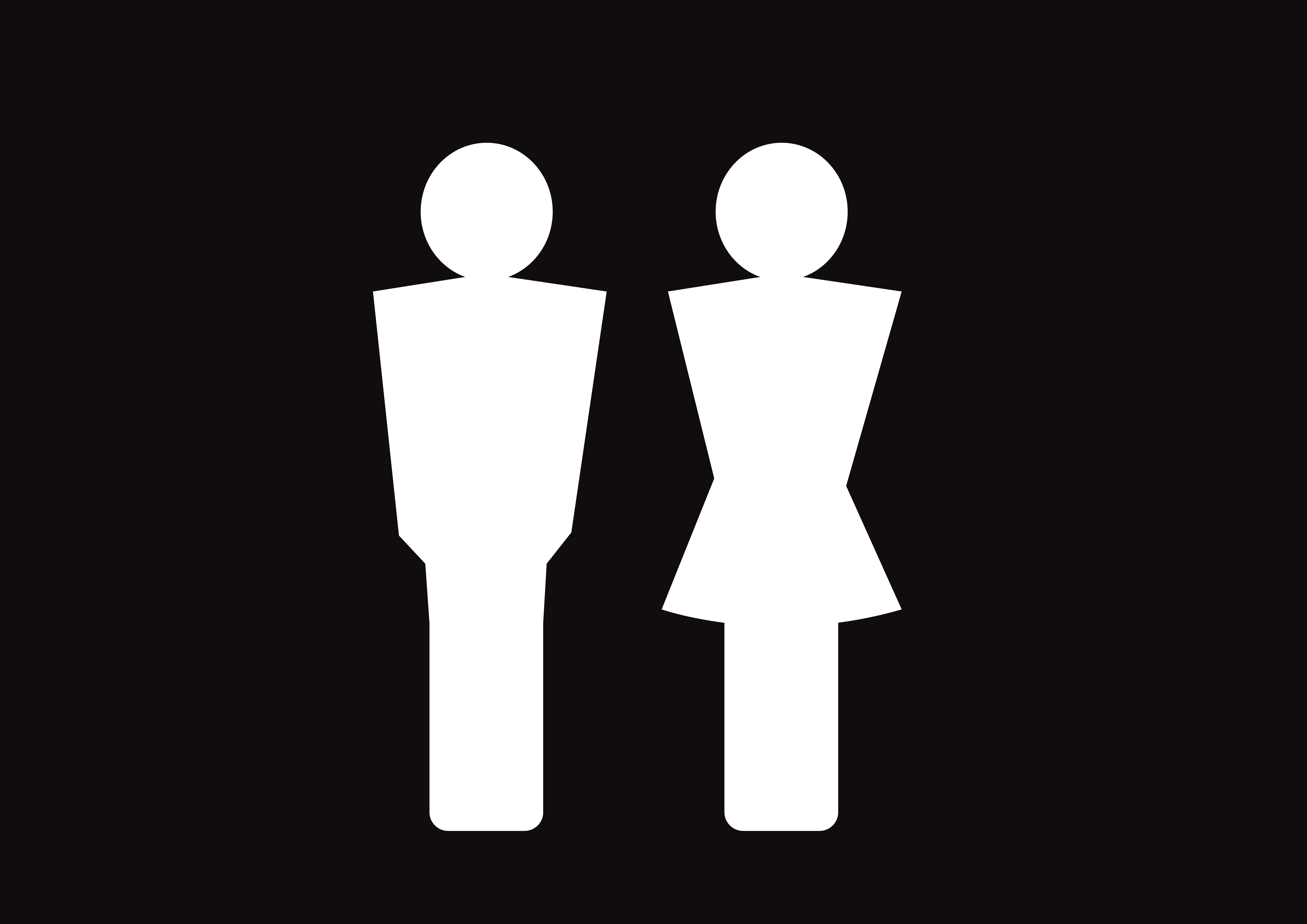 Toilet Sign Toilet Door Man & Woman Symbol Blush Hex Design Bathroom Sign