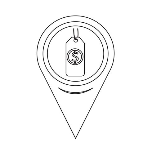 Icono de Pin Pointer Money del mapa vector