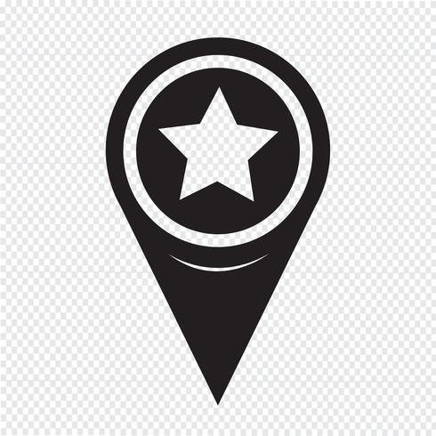 Icono de estrella de puntero de mapa vector