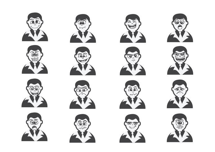 Cartoon faces Set drawing illustration vector