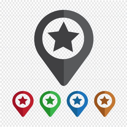 Icono de estrella de puntero de mapa vector