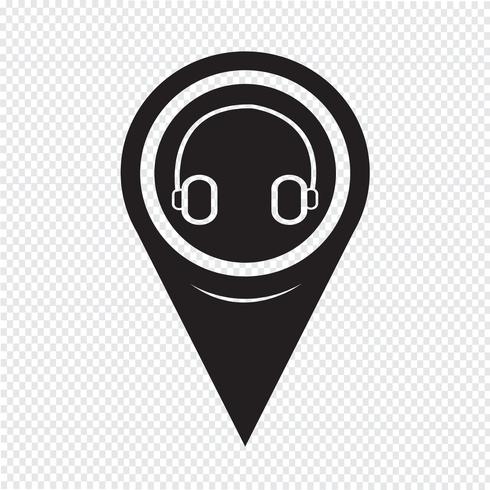 Map Pointer Headphone Icon vector