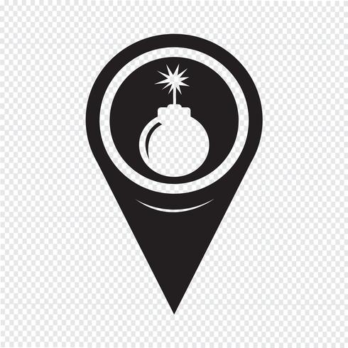 Map Pointer Bomb Icon vector