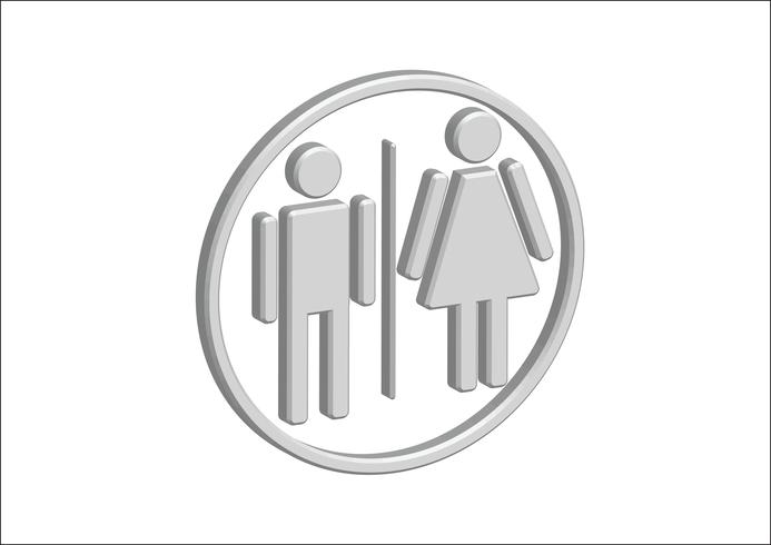 Pictograma 3D hombre mujer muestra iconos, signo de aseo o icono de baño vector