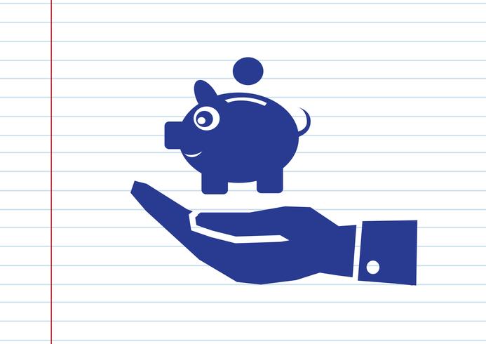 Hand and piggy bank icon vector