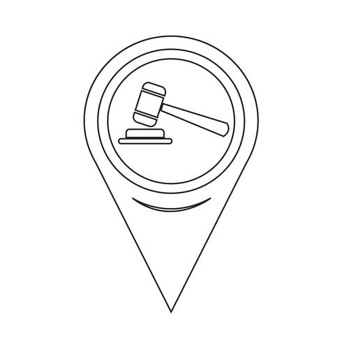 Map Pointer Gavel Icon vector