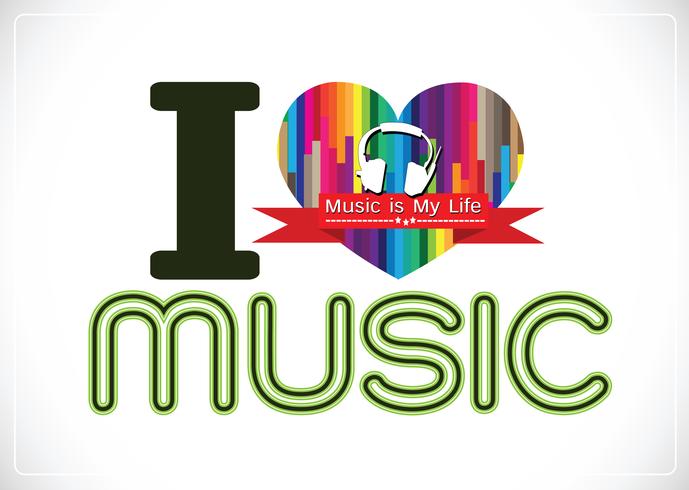 amo la música y la música es el tipo de letra de mi vida con diseño de idea de letreros vector