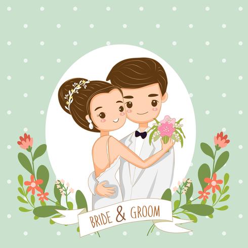 linda pareja para invitaciones de boda tarjeta vector