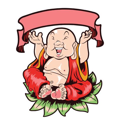 Budha feliz vector con capas editables