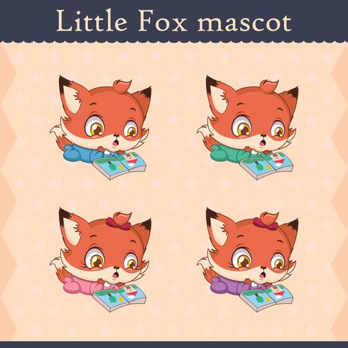 Cute baby fox mascot set - surprised pose vector