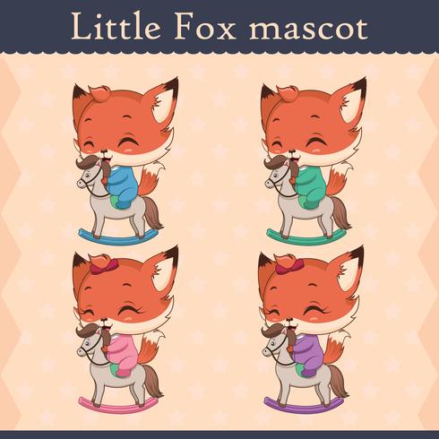 Cute baby fox mascot set - happy pose vector