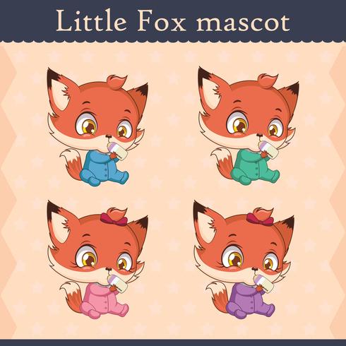 Cute baby fox mascot set - drinking pose v2 vector