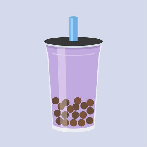 Taro Bubble tea, Pearl milk tea vector illustration