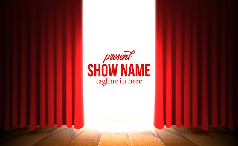 red curtain with spotlight template vector