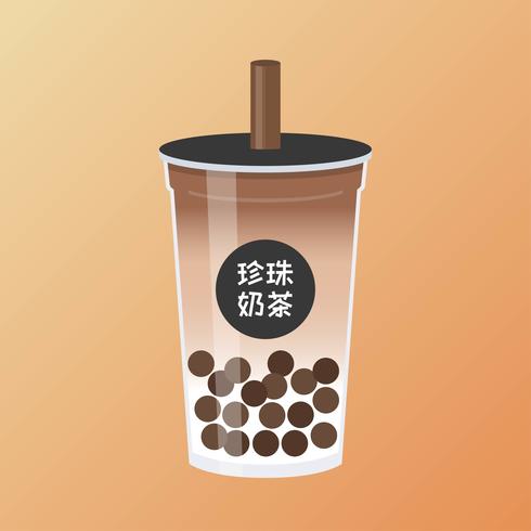 Bubble tea or Pearl milk tea vector illustration