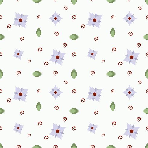 Vector patrón de flores, ramitas y hojas