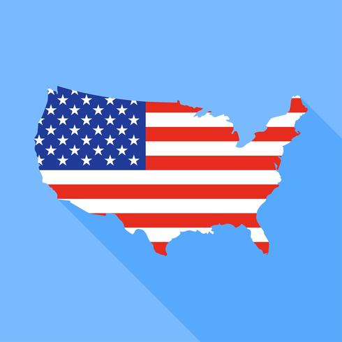 United states map with long shadow vector illustration